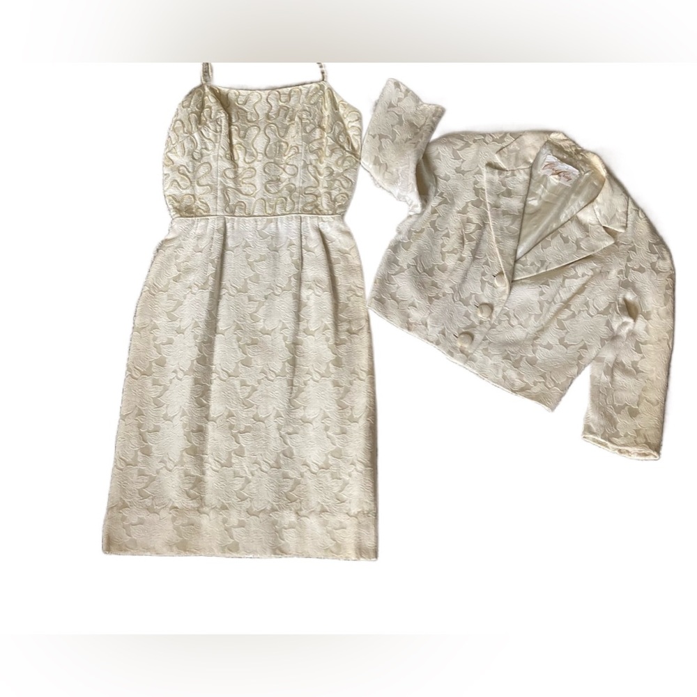 Carol Craig Vintage 1950s 2 piece cream dress and jacket